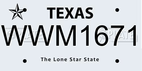 WWM1671 Texas License Plate