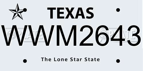 WWM2643 Texas License Plate