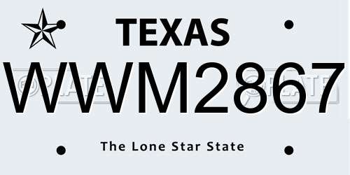 WWM2867 Texas License Plate