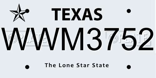 WWM3752 Texas License Plate