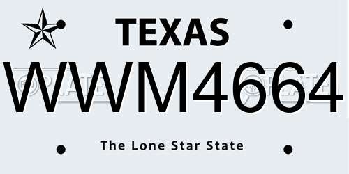 WWM4664 Texas License Plate