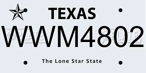 WWM4802 Texas License Plate