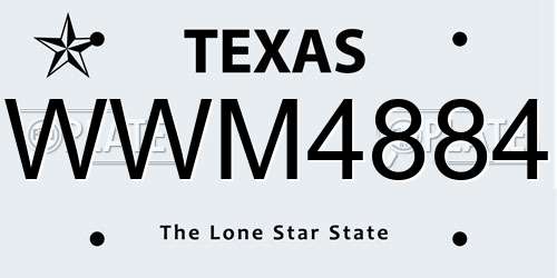 WWM4884 Texas License Plate