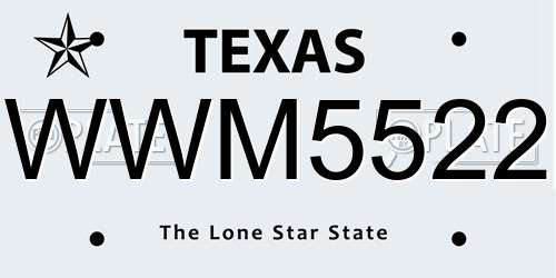 WWM5522 Texas License Plate