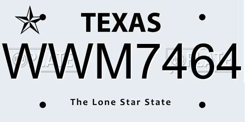 WWM7464 Texas License Plate