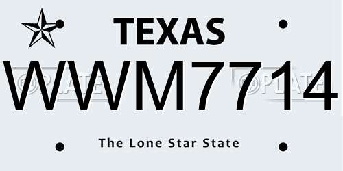 WWM7714 Texas License Plate