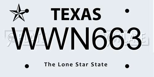WWN663 Texas License Plate