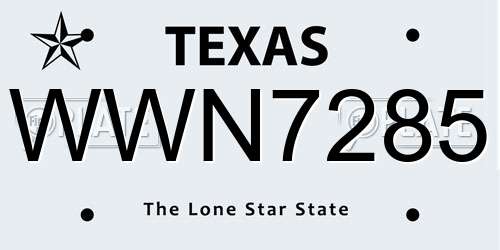 WWN7285 Texas License Plate