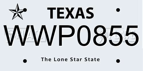 WWP0855 Texas License Plate