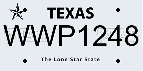 WWP1248 Texas License Plate