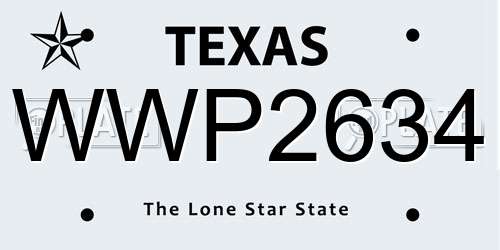 WWP2634 Texas License Plate