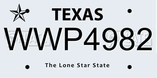 WWP4982 Texas License Plate