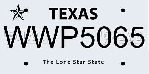 WWP5065 Texas License Plate