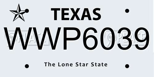 WWP6039 Texas License Plate