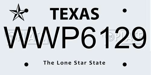 WWP6129 Texas License Plate