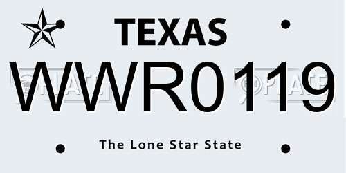 WWR0119 Texas License Plate