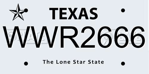 WWR2666 Texas License Plate