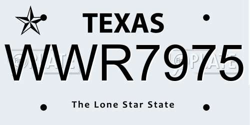 WWR7975 Texas License Plate