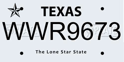 WWR9673 Texas License Plate