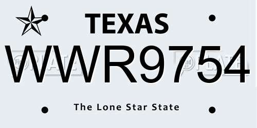 WWR9754 Texas License Plate