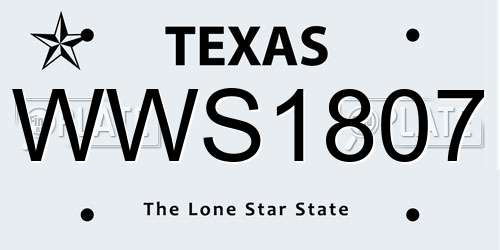 WWS1807 Texas License Plate