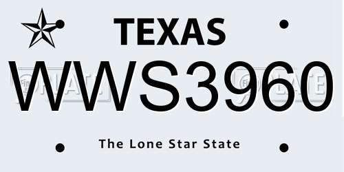 WWS3960 Texas License Plate
