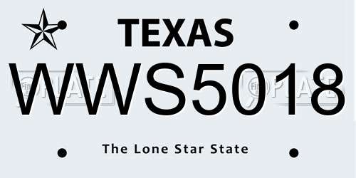 WWS5018 Texas License Plate