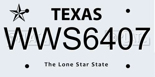 WWS6407 Texas License Plate