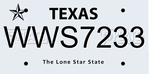 WWS7233 Texas License Plate