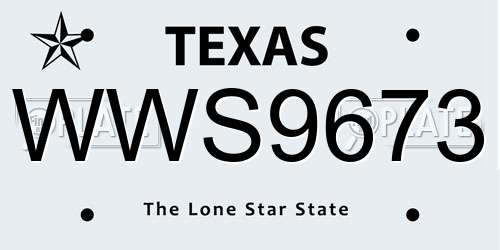 WWS9673 Texas License Plate