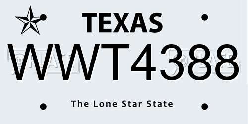 WWT4388 Texas License Plate
