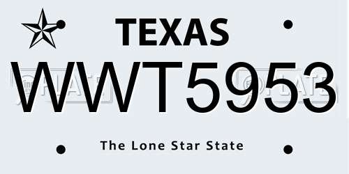 WWT5953 Texas License Plate