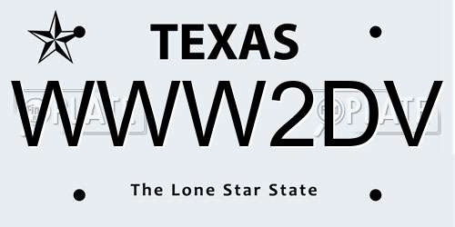 WWW2DV Texas License Plate