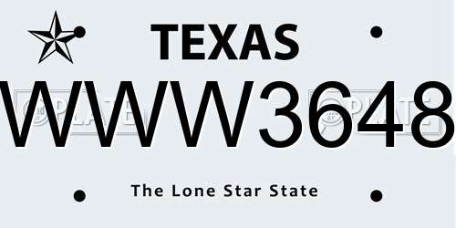 WWW3648 Texas License Plate