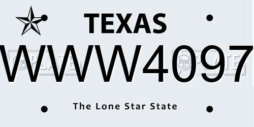 WWW4097 Texas License Plate