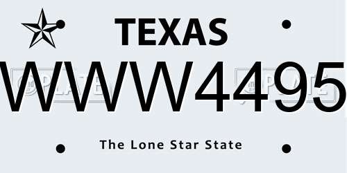 WWW4495 Texas License Plate