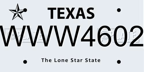 WWW4602 Texas License Plate