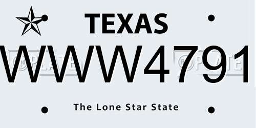 WWW4791 Texas License Plate