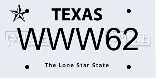 WWW62 Texas License Plate