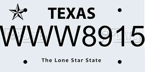 WWW8915 Texas License Plate