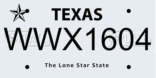 WWX1604 Texas License Plate
