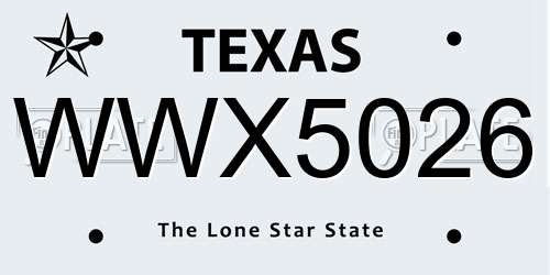 WWX5026 Texas License Plate