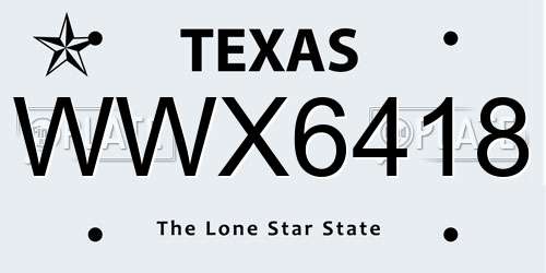 WWX6418 Texas License Plate