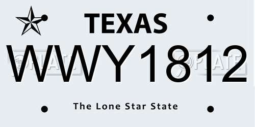 WWY1812 Texas License Plate