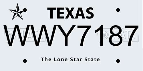 WWY7187 Texas License Plate