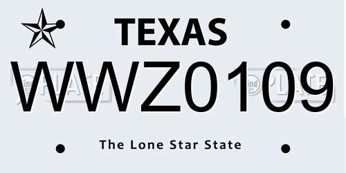 WWZ0109 Texas License Plate