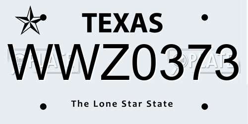 WWZ0373 Texas License Plate