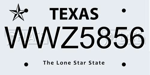 WWZ5856 Texas License Plate