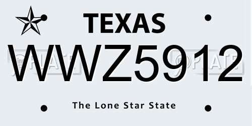 WWZ5912 Texas License Plate