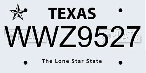 WWZ9527 Texas License Plate